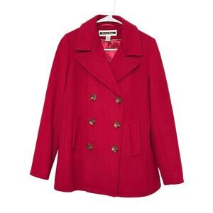 Kristen Blake Red Double Breasted Peacoat Jacket Womens Classic Coat Size S